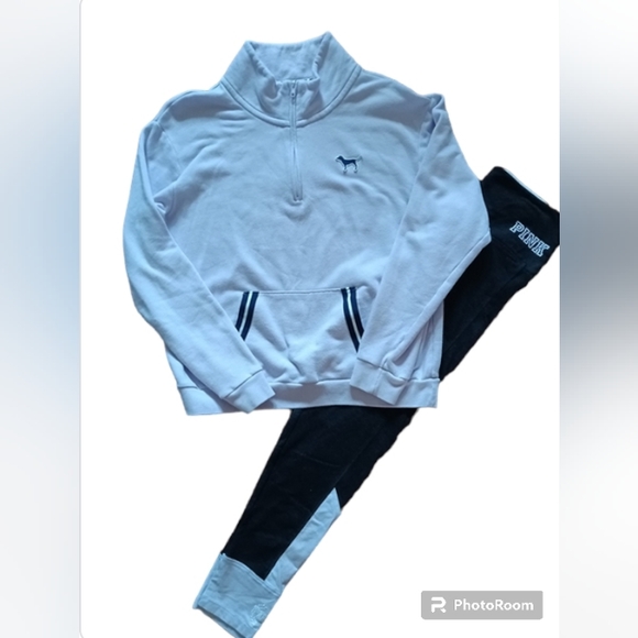 PINK Victoria's Secret Tops - PINK VS Sweatshirt & Leggings Colorblock Set Lilac & Dark Grey